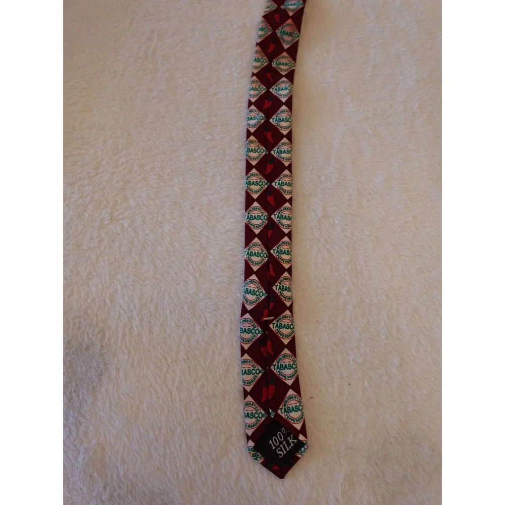 Tabasco Men's Silk Tie Novelty Print‎ Made In USA Vintage lady dancing bottle